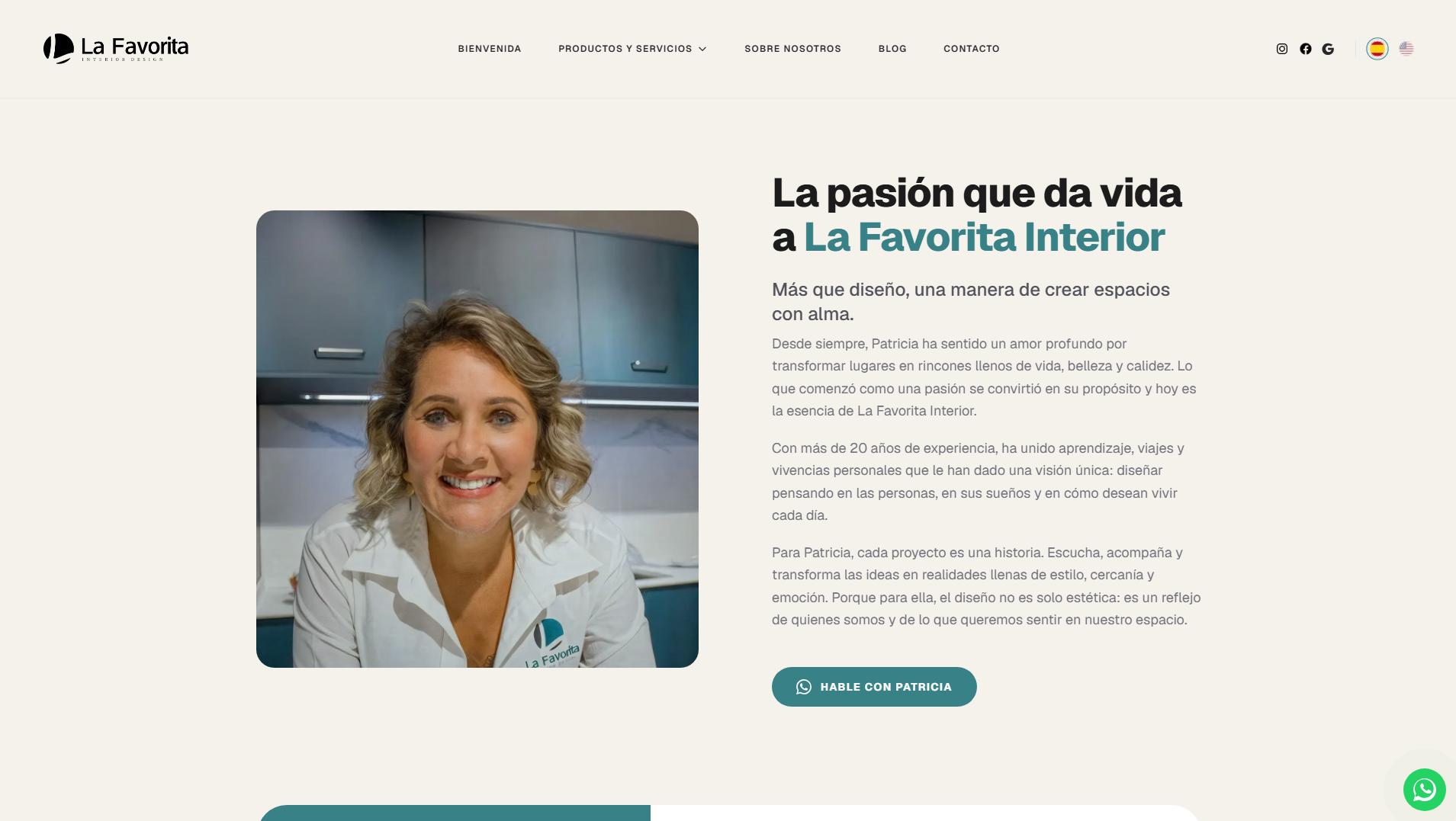 Seção institucional sobre a história da empresa
